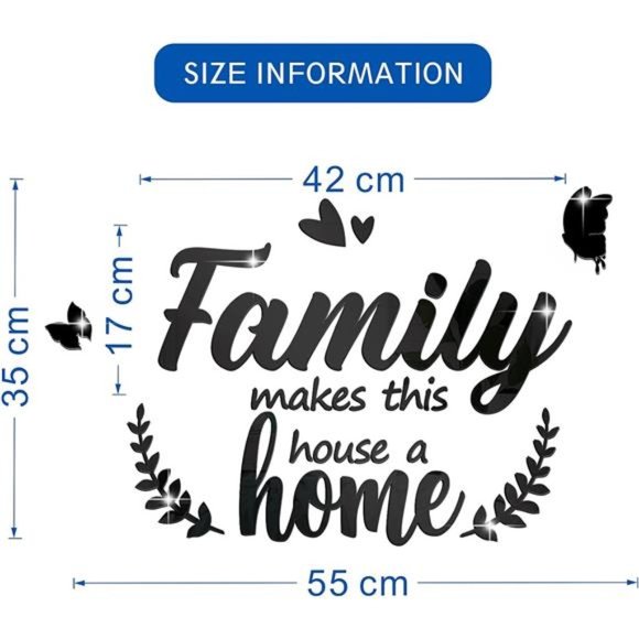3D Acrylic Mirror Decal Wall Decor Stickers Family Letter Quotes Wall Stickers - Picture 4 of 7
